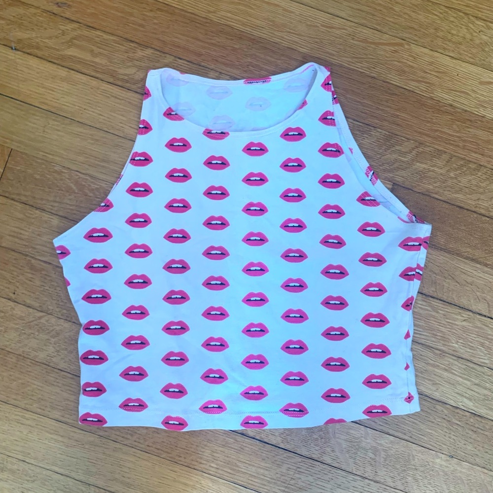 OG AMERICAN APPAREL LIP Printed crop top